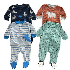 Simple Joys Carters baby boy footie pajamas 0-3 months Bundles 4pcs